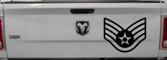 Air Force Staff Sargent Stripes Military Car or Truck Window Decal Sticker (Black)
