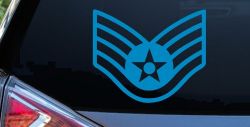 Air Force Staff Sargent Stripes Military Car or Truck Window Decal Sticker (Blue)