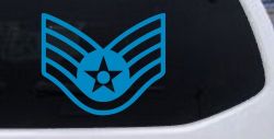 Air Force Staff Sargent Stripes Military Car or Truck Window Decal Sticker (Blue)