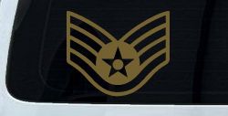 Air Force Staff Sargent Stripes Military Car or Truck Window Decal Sticker (Gold)