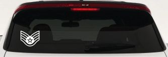 Air Force Staff Sargent Stripes Military Car or Truck Window Decal Sticker (White)