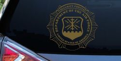Department Of The Air Force Security Forces Round Badge Military Car or Truck Window Decal Sticker (Gold)