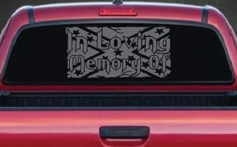 In Loving Memory of Rebel Flag Country Car or Truck Window Vinyl Decal Sticker (Silver)