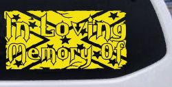 In Loving Memory of Rebel Flag Country Car or Truck Window Decal Sticker (Yellow)