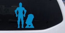 Droids C3PO R2D2 Sci Fi Car or Truck Window Decal Sticker (Blue)