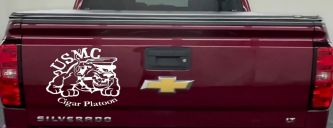 USMC Cigar Platoon Military Car or Truck Window Vinyl Decal Sticker (White)