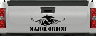 USMC Major Ordini Military Car or Truck Window Decal Sticker (Black)