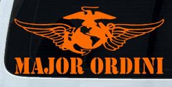 USMC Major Ordini Military Car or Truck Window Vinyl Decal Sticker (Orange)