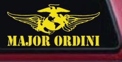 USMC Major Ordini Military Car or Truck Window Vinyl Decal Sticker (Yellow)