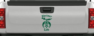 Shriner Life Car or Truck Window Decal Sticker (Dark Green)