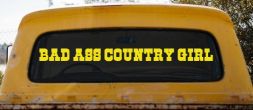 Bad Ass Country Girl Car or Truck Window Vinyl Decal Sticker (Yellow)