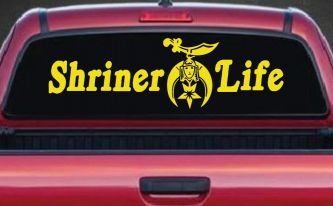 Shriner Life Car or Truck Window Vinyl Decal Sticker (Yellow)