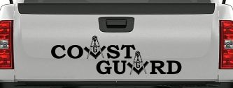 Coast Guard Masonic Freemason Masonic Military Car or Truck Window Decal Sticker (Black)