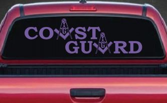 Coast Guard Masonic Freemason Masonic Military Car or Truck Window Decal Sticker (Purple)