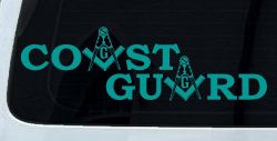 Coast Guard Masonic Freemason Masonic Military Car or Truck Window Decal Sticker (Turquoise)