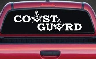 Coast Guard Masonic Freemason Masonic Military Car or Truck Window Decal Sticker