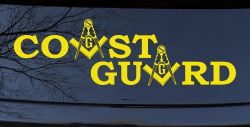 Coast Guard Masonic Freemason Masonic Military Car or Truck Window Vinyl Decal Sticker (Yellow)