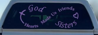 God Made Us Sisters Infinity Christian Car or Truck Window Vinyl Decal Sticker (Purple)