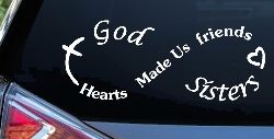God Made Us Sisters Infinity Christian Car or Truck Window Decal Sticker