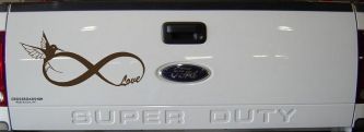 Hummingbird Love Infinity Girlie Car or Truck Window Vinyl Decal Sticker (Brown)