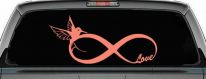 Hummingbird Love Infinity Girlie Car or Truck Window Vinyl Decal Sticker (Coral)