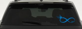 Hummingbird Love Infinity Girlie Car or Truck Window Vinyl Decal Sticker (Sky Blue)