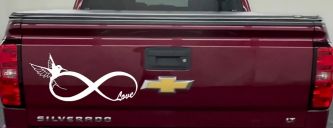 Hummingbird Love Infinity Girlie Car or Truck Window Decal Sticker (White)