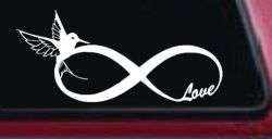 Hummingbird Love Infinity Girlie Car or Truck Window Decal Sticker
