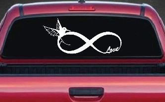 Hummingbird Love Infinity Girlie Car or Truck Window Decal Sticker