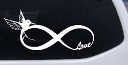 Hummingbird Love Infinity Girlie Car or Truck Window Decal Sticker