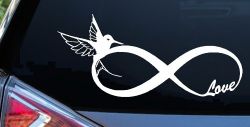 Hummingbird Love Infinity Girlie Car or Truck Window Decal Sticker