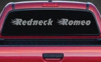 Redneck Romeo Country Car or Truck Window Vinyl Decal Sticker (Telegrey)