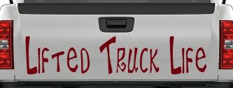 Lifted Truck Life Off Road Car or Truck Window Decal Sticker (Burgundy)