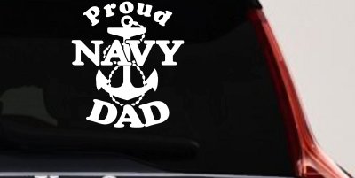 Proud Navy Dad Anchor Military Car or Truck Window Vinyl Decal Sticker
