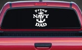 Proud Navy Dad Anchor Military Car or Truck Window Decal Sticker