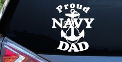 Proud Navy Dad Anchor Military Car or Truck Window Decal Sticker