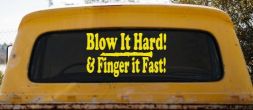 Blow Hard Finger Fast Funny Band Clarinet Music Car or Truck Window Decal Sticker (Yellow)