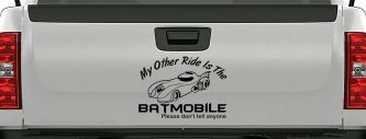 Funny My Other Ride is the Batmobile Sci Fi Car or Truck Window Decal Sticker (Black)