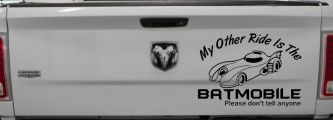 Funny My Other Ride is the Batmobile Sci Fi Car or Truck Window Decal Sticker (Black)