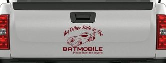Funny My Other Ride is the Batmobile Sci Fi Car or Truck Window Vinyl Decal Sticker (Purple Red)