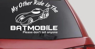 Funny My Other Ride is the Batmobile Sci Fi Car or Truck Window Vinyl Decal Sticker