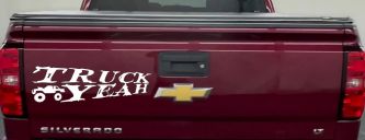 Truck Yeah With Truck Country Car or Truck Window Decal Sticker (White)