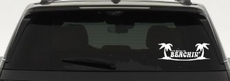 I'd Rather Be Beachin' Beach with Palm Trees Car or Truck Window Decal Sticker (White)