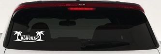 I'd Rather Be Beachin' Beach with Palm Trees Car or Truck Window Decal Sticker (White)