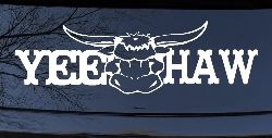 Yee Haw with Longhorn Skull Country Car or Truck Window Decal Sticker