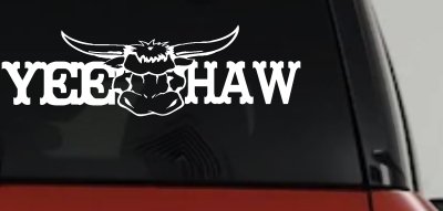Yee Haw with Longhorn Skull Country Car or Truck Window Vinyl Decal Sticker