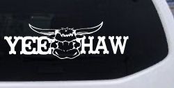 Yee Haw with Longhorn Skull Country Car or Truck Window Decal Sticker