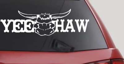 Yee Haw with Longhorn Skull Country Car or Truck Window Vinyl Decal Sticker