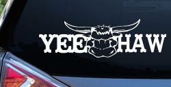 Yee Haw with Longhorn Skull Country Car or Truck Window Decal Sticker