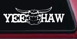 Yee Haw with Longhorn Skull Country Car or Truck Window Decal Sticker